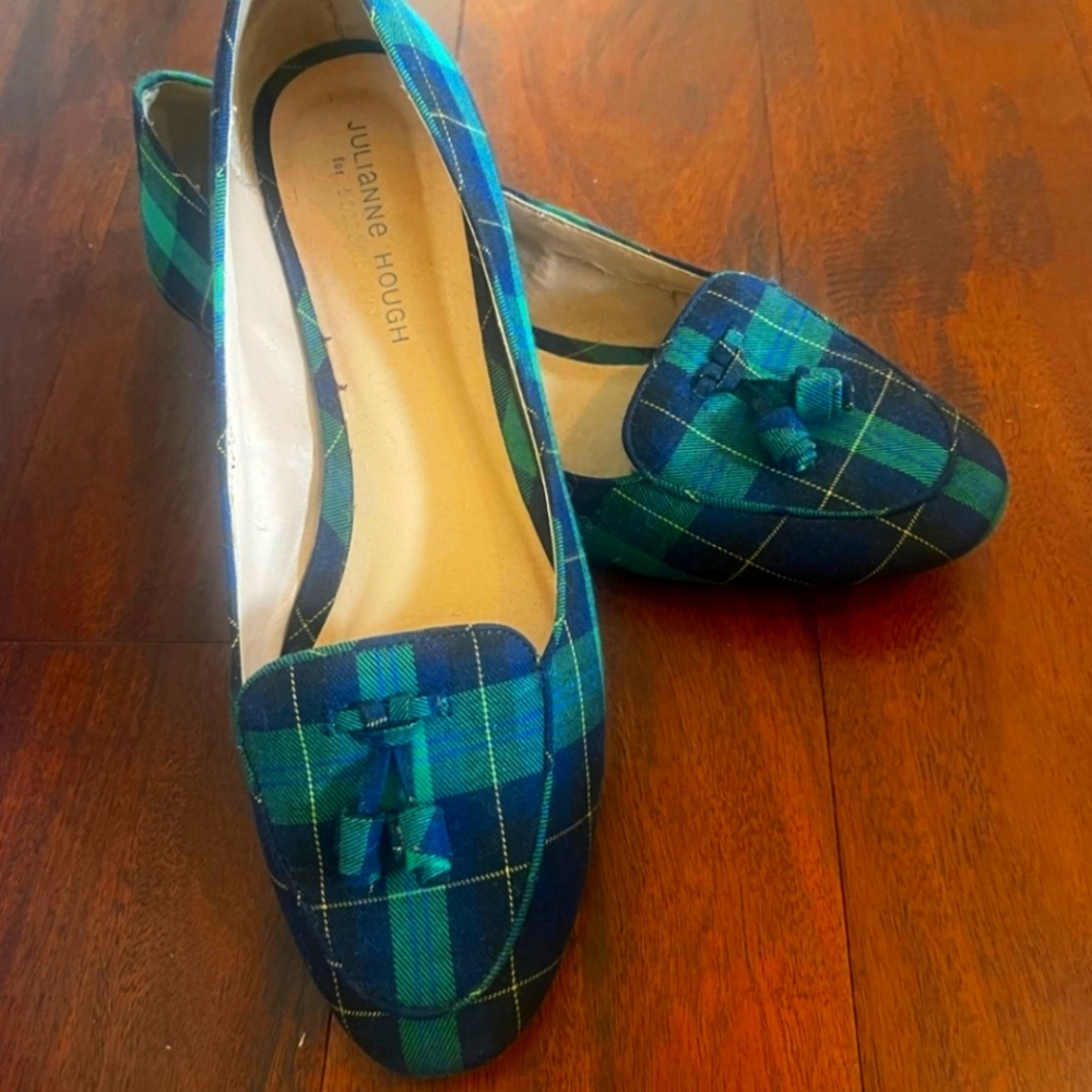 Blue and Green Plaid Flats